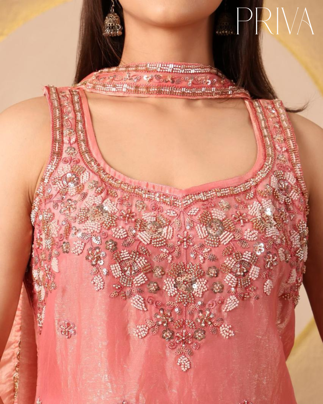 hand embroidered sleeveless kurta set with palazzo & dupatta hand embroidered sleeveless kurta set with palazzo & dupatta